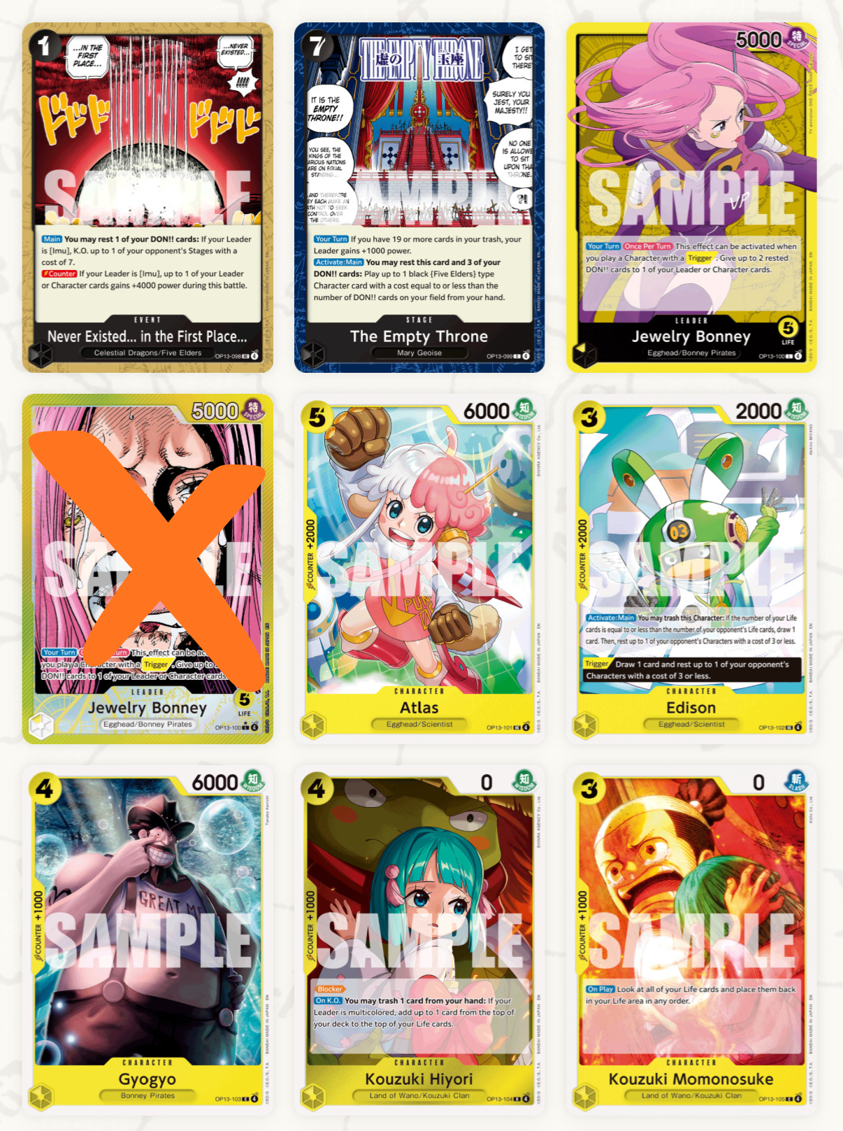 One Piece Card Game OP13 – Complete Base Set (All R & SR Included+Bonus OP13 Promo Card)