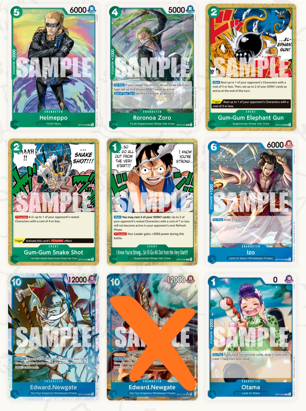 One Piece Card Game OP13 – Complete Base Set (All R & SR Included+Bonus OP13 Promo Card)