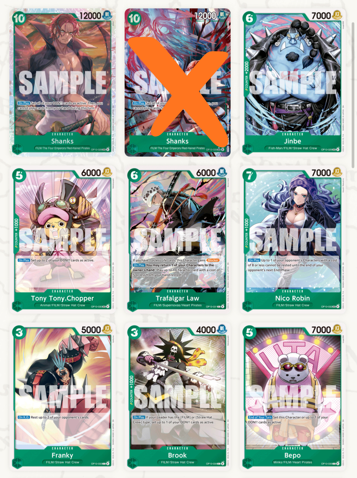 One Piece Card Game OP13 – Complete Base Set (All R & SR Included+Bonus OP13 Promo Card)